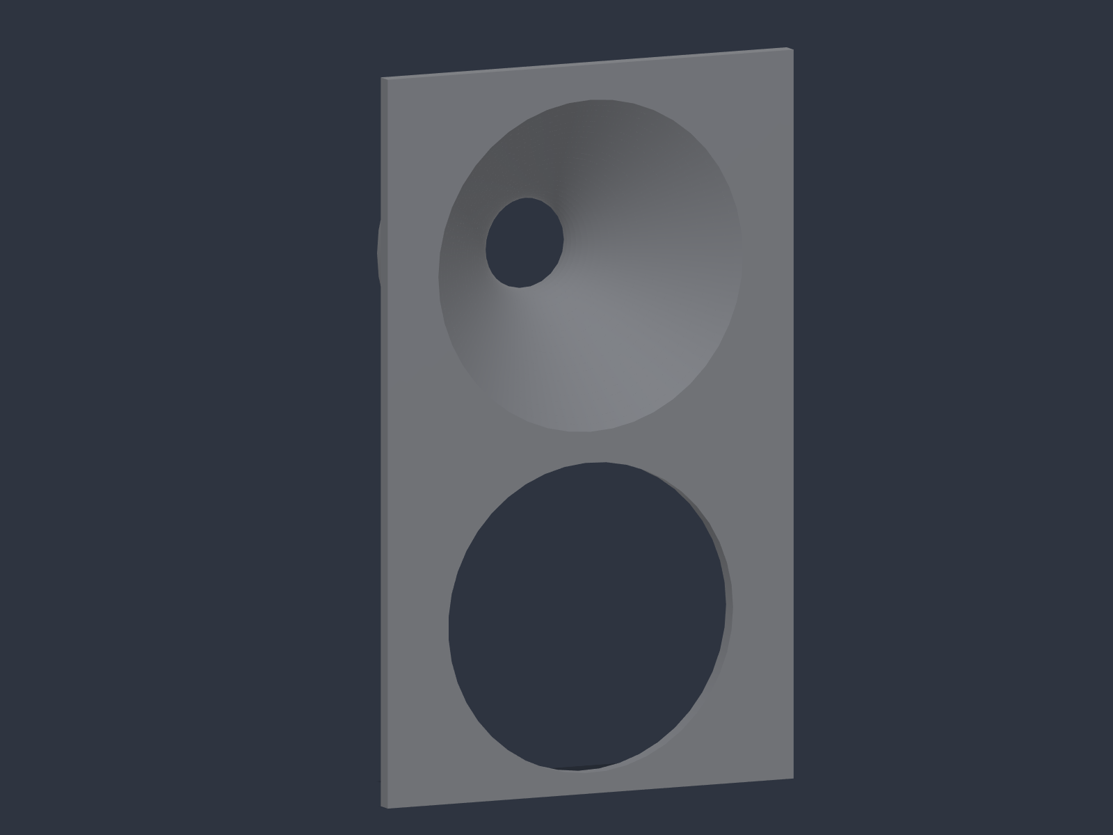 The printed face plate with the integrated waveguide and the midrange cut-out